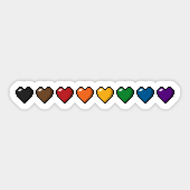 Inclusive Rainbow Pixel Hearts Sticker by LiveLoudGraphics